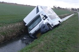 Vrachtwagen in de sloot