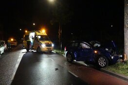 Auto ramt eerst geparkeerde auto en daarna boom, twee gewonden