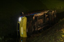 Ambulance onderweg naar melding belandt in sloot