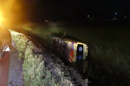 Ambulance onderweg naar melding belandt in sloot
