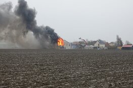 Grote rookwolken bij uitslaande brand in schuur Tuitjenhorn