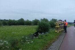 Auto in greppel langs dijk in Schagen