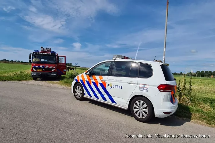 Paard en ruiter te water in Schagen