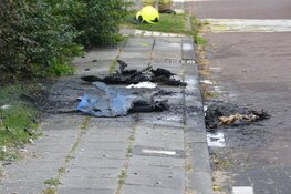 Kliko met oud papier in brand in Schagen