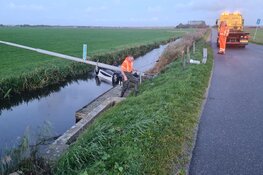 Auto op de kop in de sloot in Callantsoog, bestuurder ongedeerd