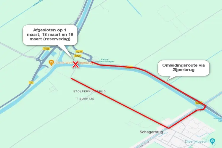 Twee Zwanenbrug afgesloten op 1 maart, 18 maart en 19 maart 2024