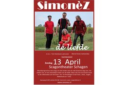 SimonèZ met Onderweg naar de Liefde. Theaterconcert op zondag 13 april 2025 in het Scagontheater