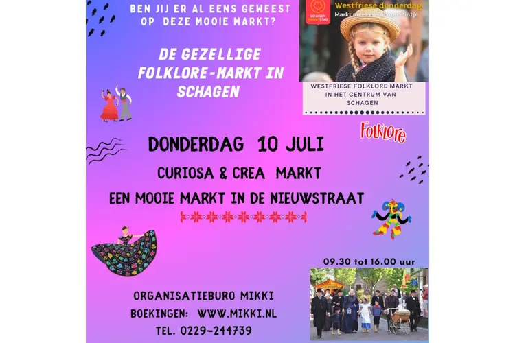Komende donderdag Crea & Snuffelmarkt in centrum Schagen